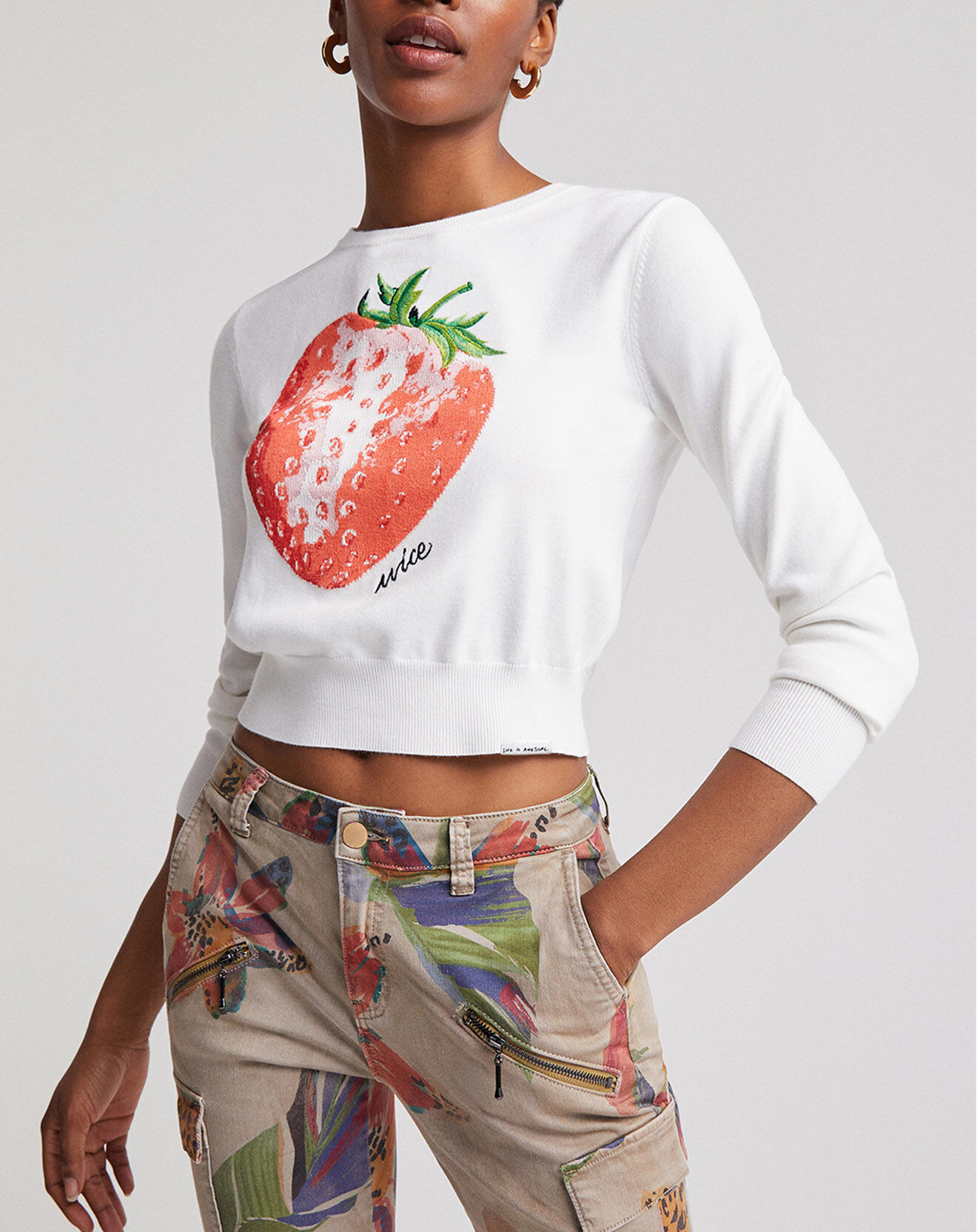 Desigual Pullover Rose blanc