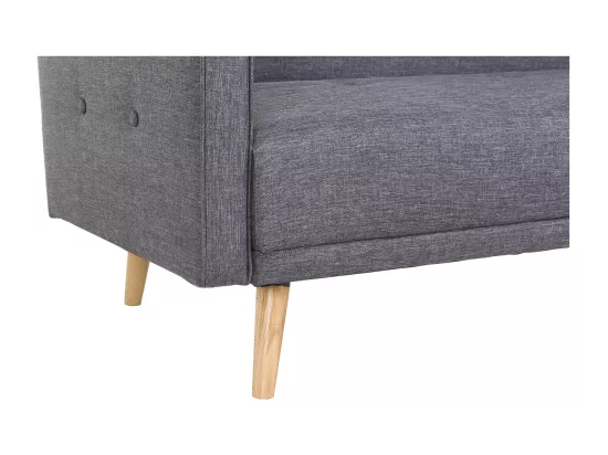 Canapé convertible scandinave 3 places en tissu gris foncé et bois clair ULLA