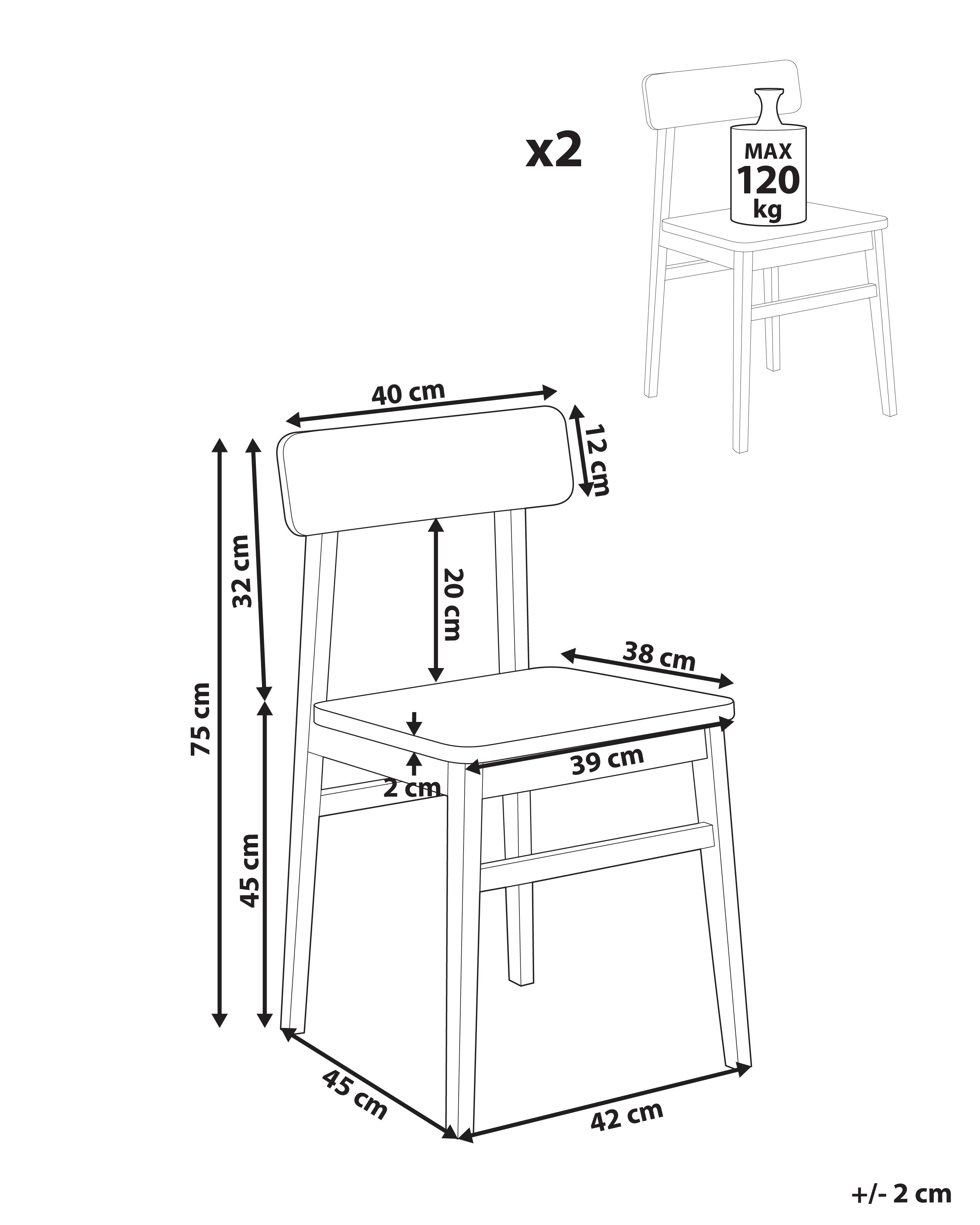 Set van 2 eetkamerstoelen GORRE Hout Donkerbruin
