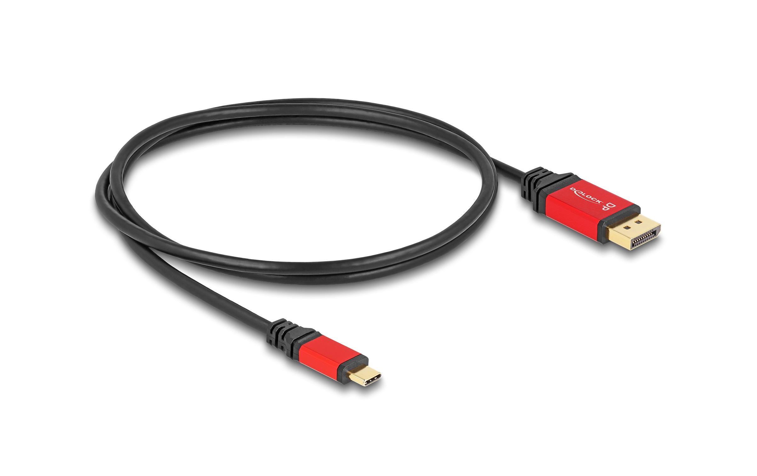 Kabel 8K 30Hz USB Type-C - DisplayPort, 1 mDelock USB Type-C zu DisplayPort Kabel (DP Alt Mode) 8K 30 Hz mit HDR Funktion 1 m rot