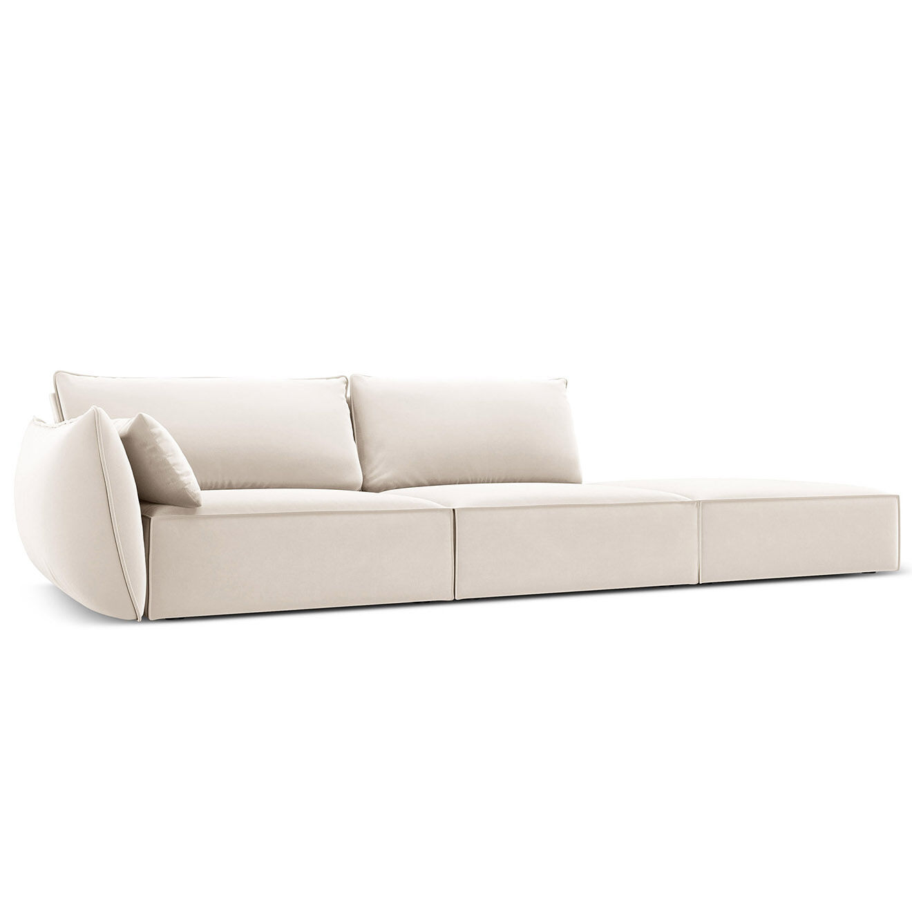 Mazzini Sofas Canapé gauche Velours Vanda 4 Places beige clair - 286x100x85 cm