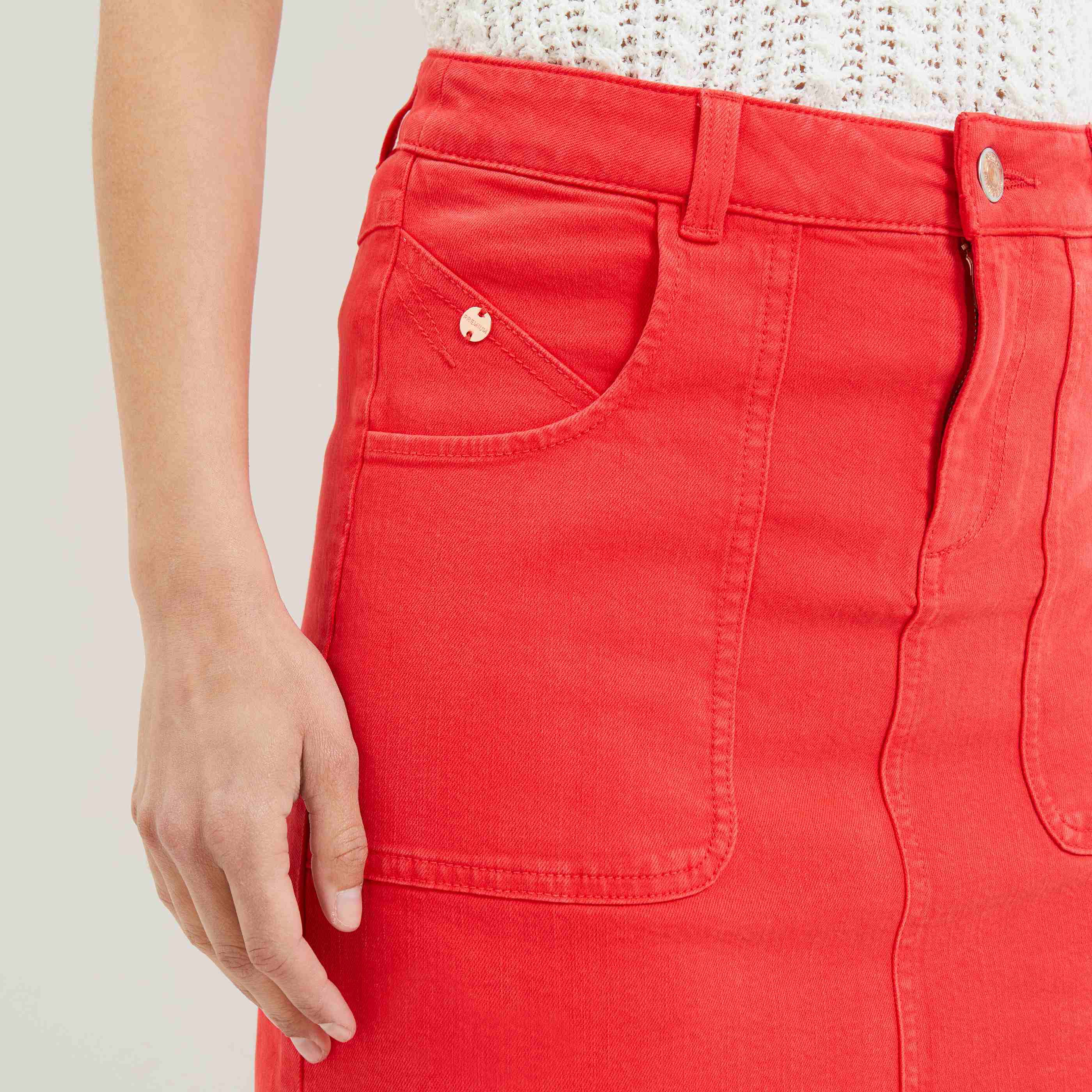 Jupe en jean couleur femme - ROUGE