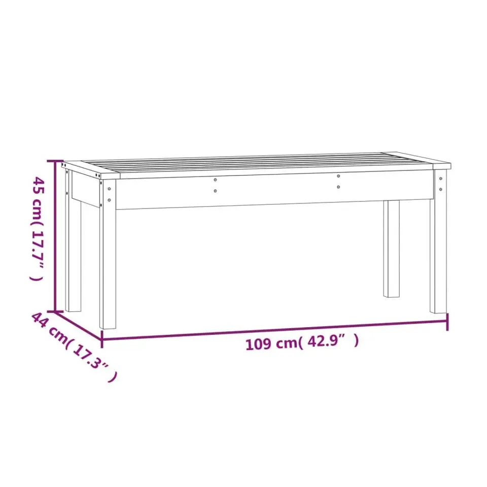 vidaXL - Tuinbank - Grijs - Massief grenenhout - 109x44x45 cm