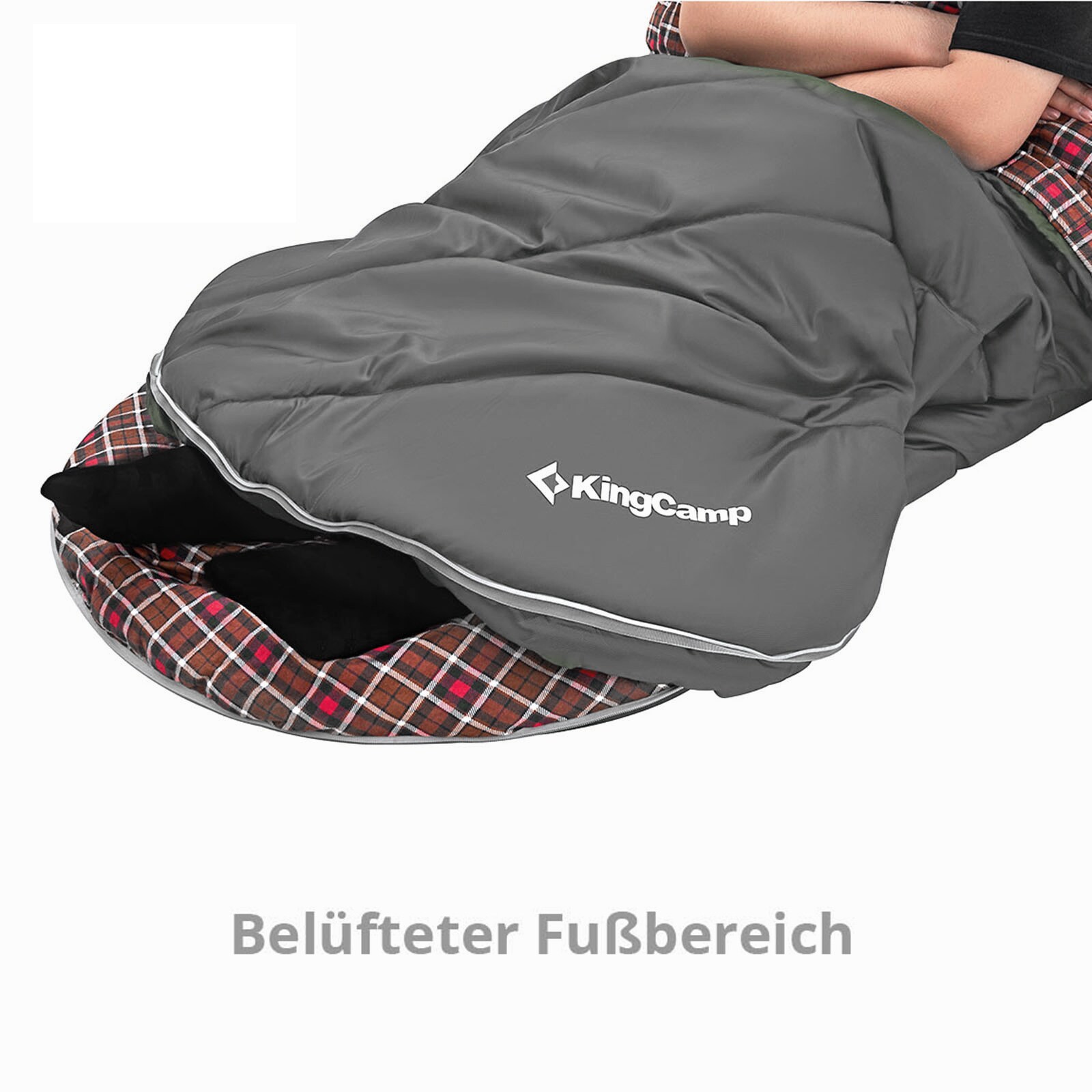 KINGCAMP Deckenschlafsack Freespace 250 Winter Schlafsack Breit Baumwolle -8°C Farbe: black