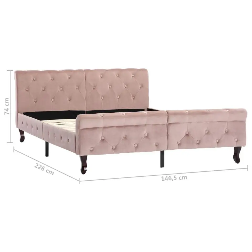 vidaXL - Bed frame met hoofdeinde - Roze - Fluweel - 140x200 cm