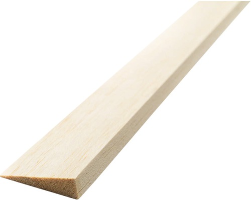 Balsa eindstrip, aan één zijde taps toelopend, 5x20x1000 mm