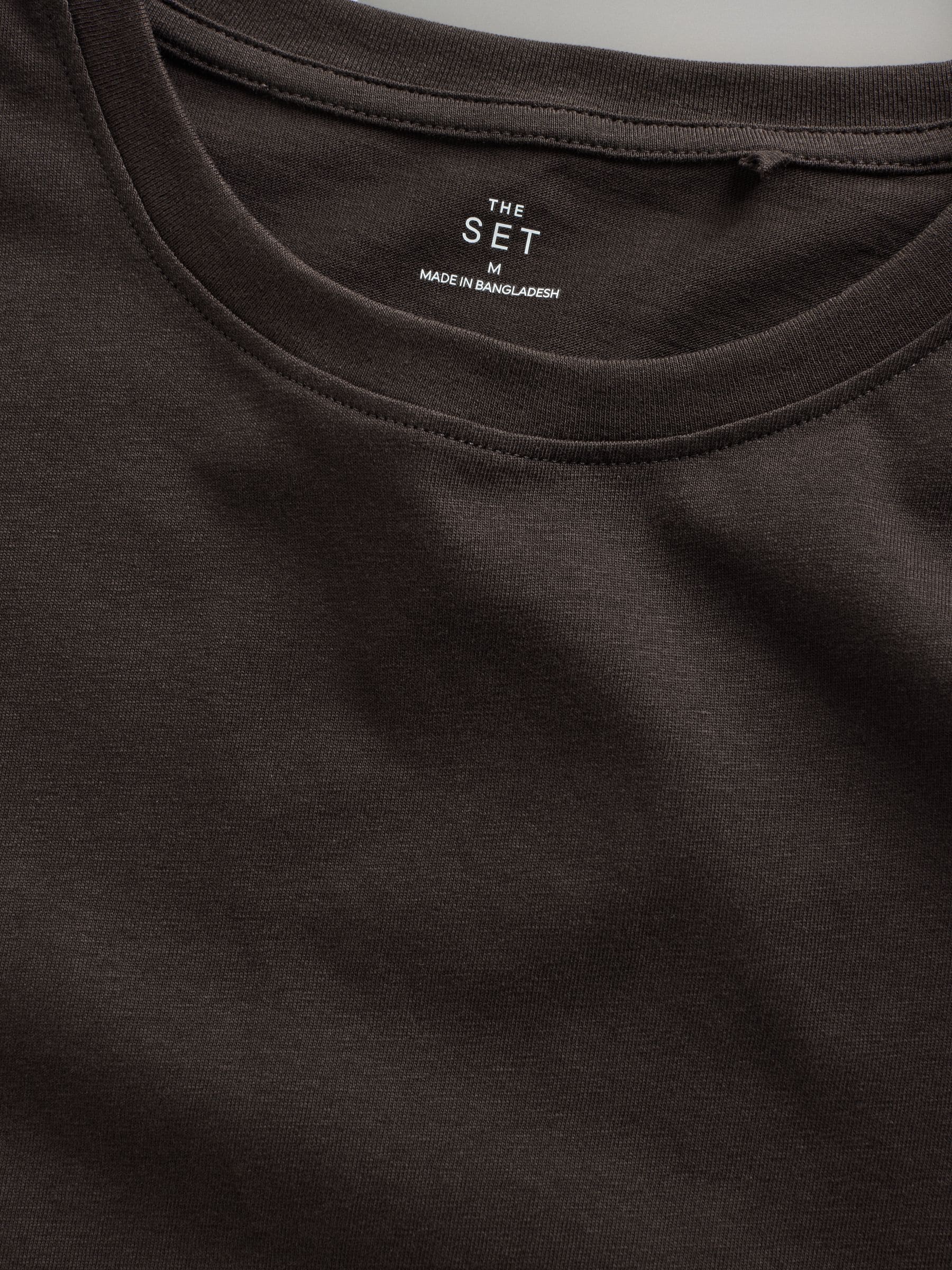 Zwart/Chocoladebruin/Wit - The Set verpakking van 3 relaxte T-shirts met korte mouwen van 100% katoen