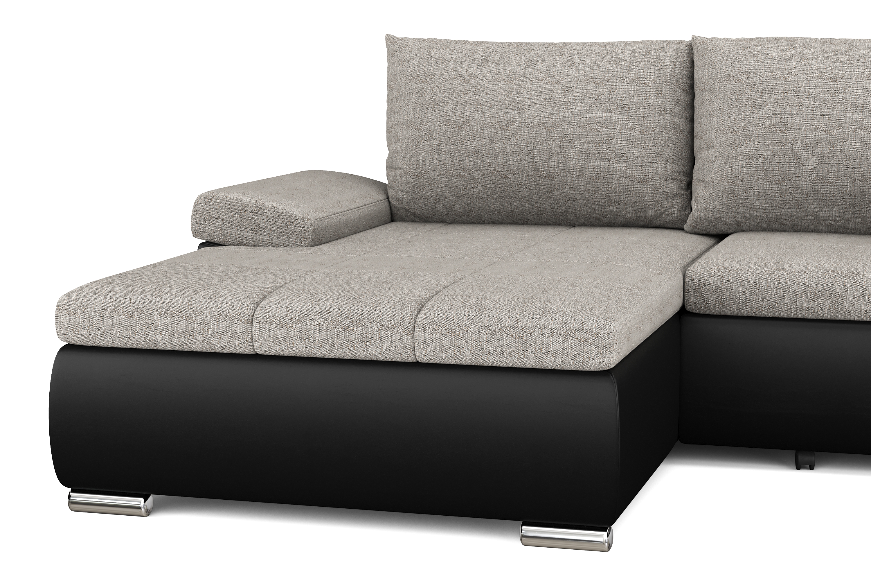 Ecksofa mit Schlaffunktion KIRA links schwarz/grau
