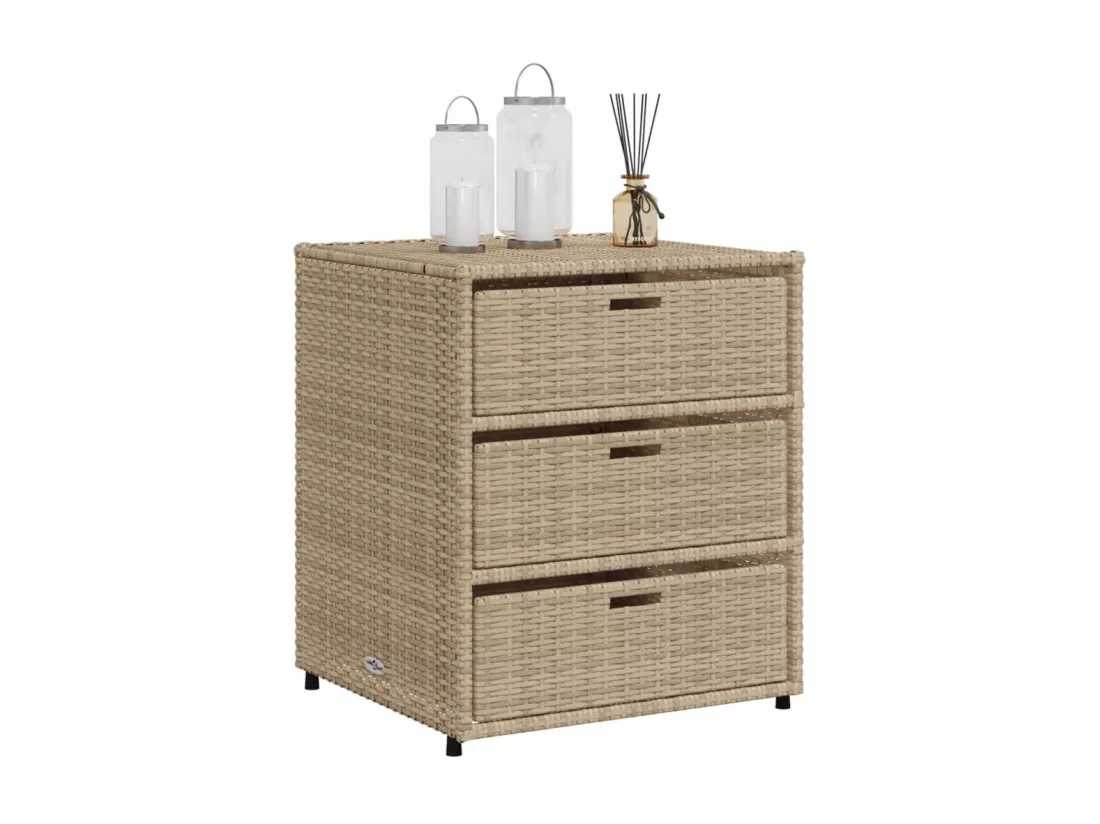 Armoire de rangement de jardin beige 55x59x69 cm résine tressée