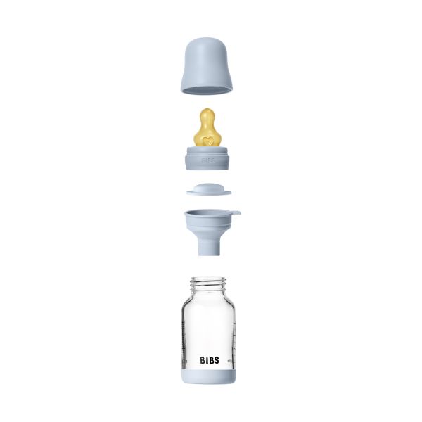 BIBS Fles - Slow Flow - 120 ml - Glas/Latex - Baby Blue