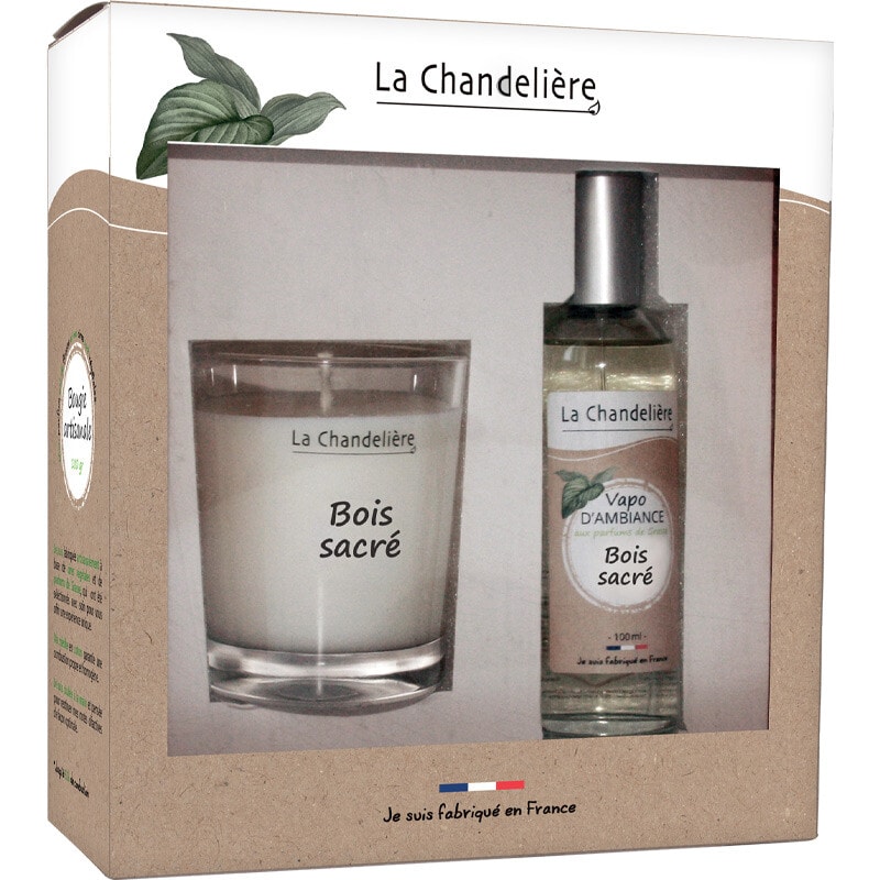 Coffret bougie & parfum d'intérieur - Bois sacré