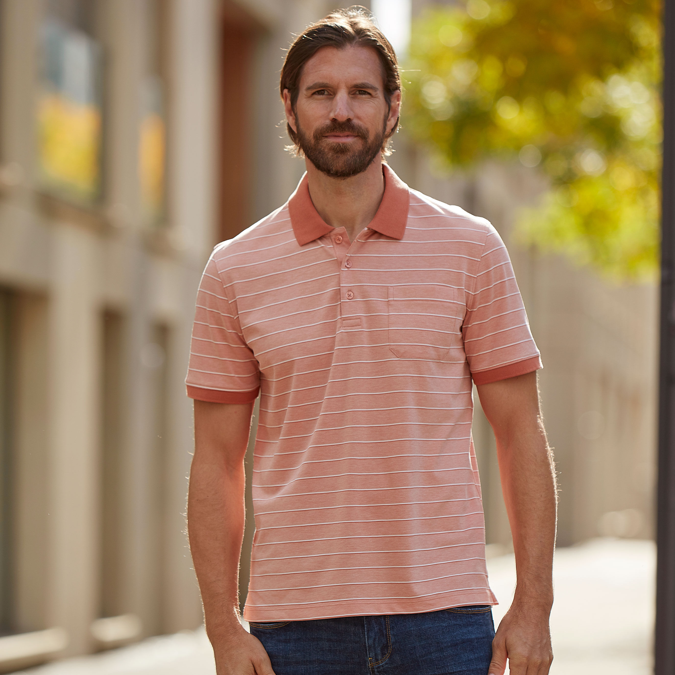 Kurzarm Poloshirt gestreift für Herren