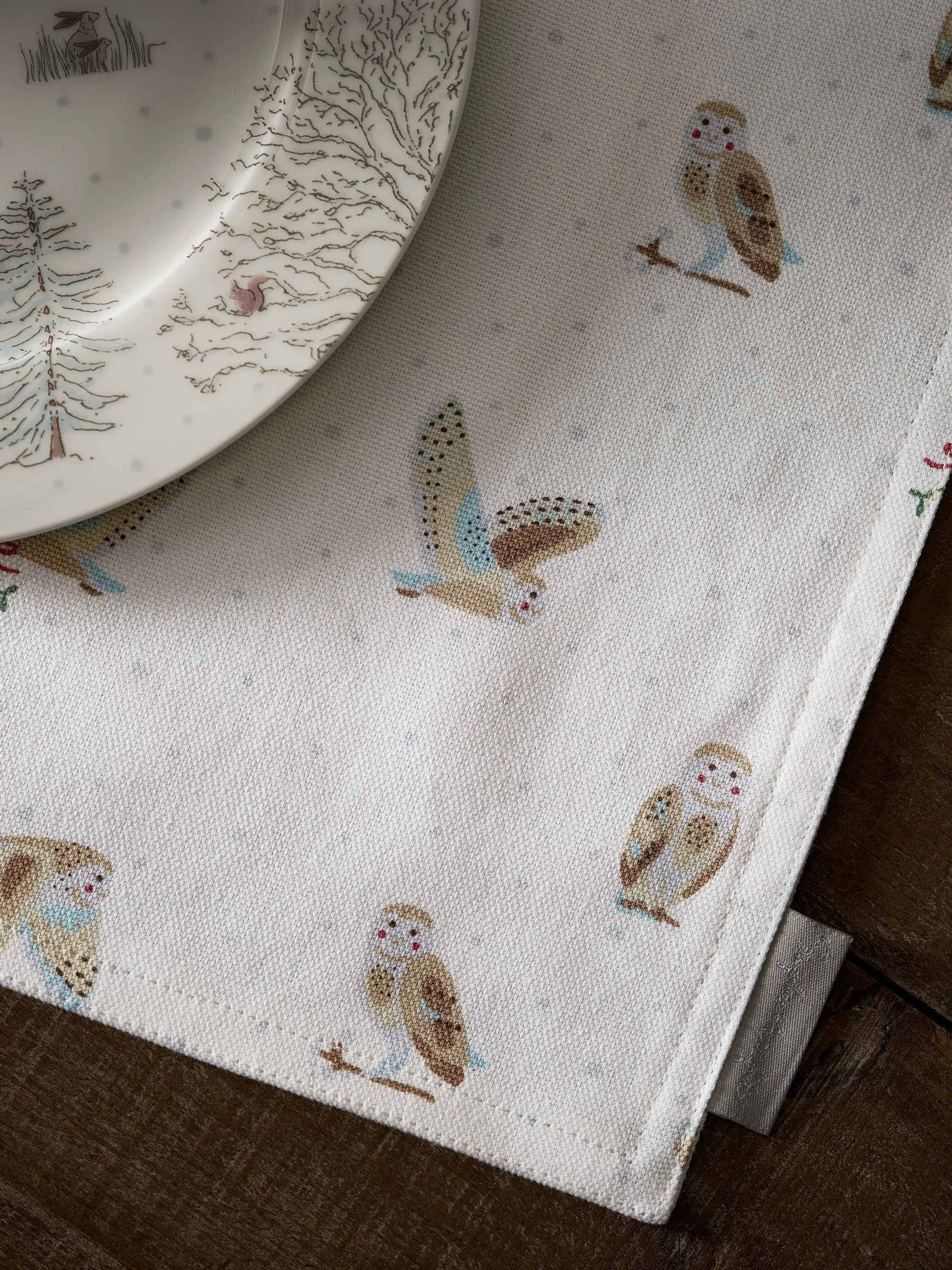 Sophie Allport set van 2 wasbare placemats met sneeuwuilenmotief