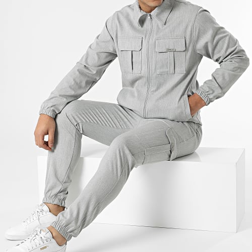 Ensemble Veste Zippée Et Jogger Pant MK-18 Gris Chiné