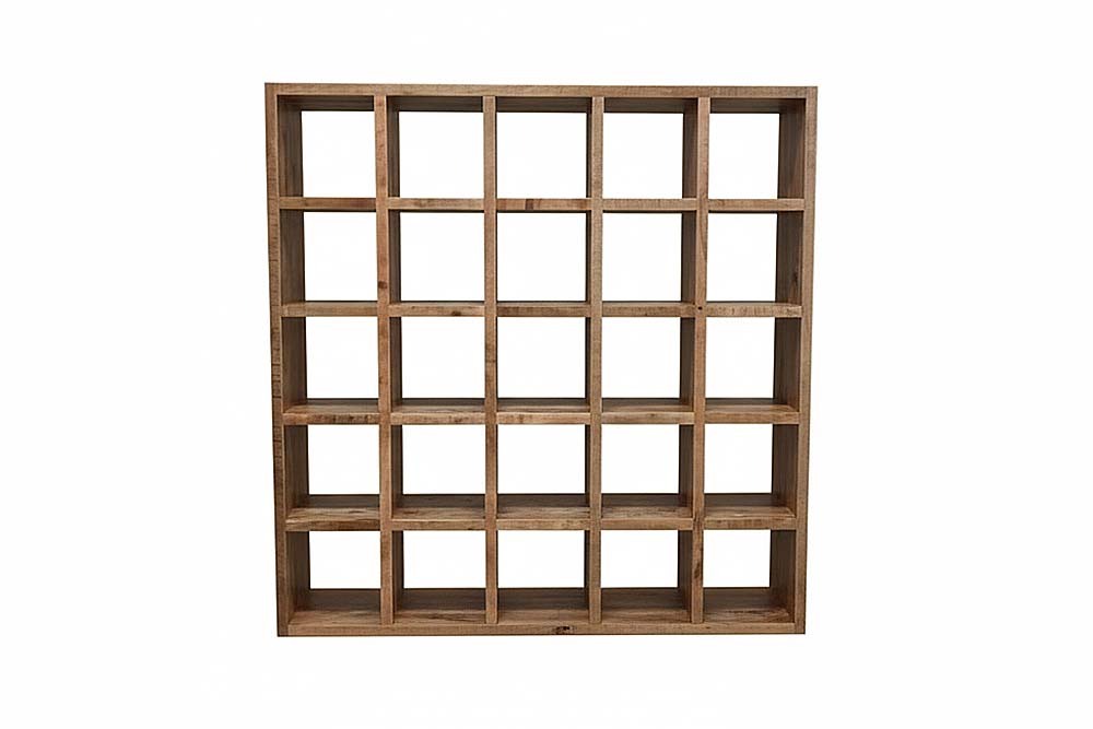 Massives Regal IRON CRAFT 200cm natur Mangoholz Bücherregal 25 Fächer