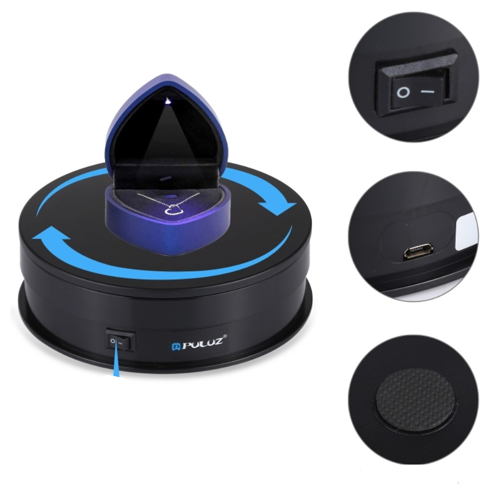 (Ø15cm) Elektrischer 360° Grad Drehteller für Videos und Fotos - Schwarz
