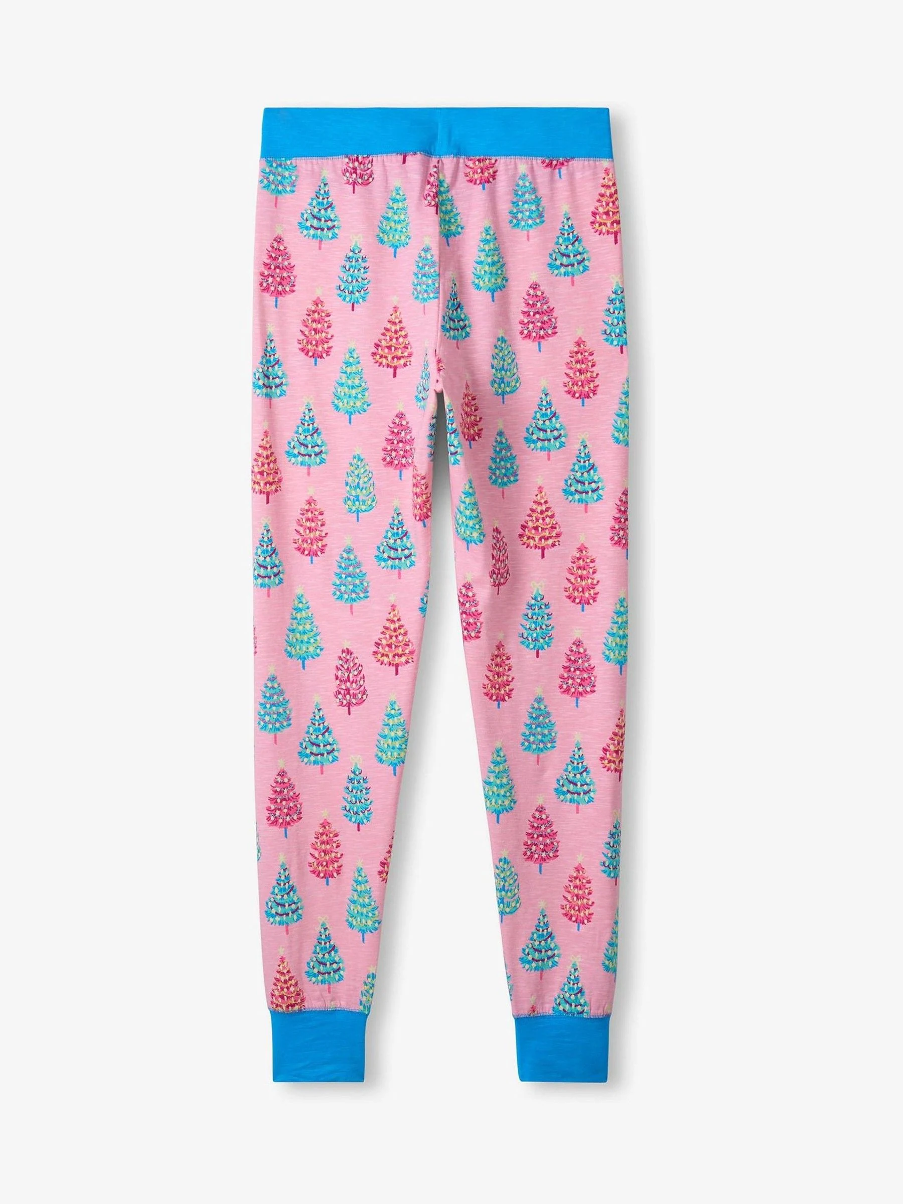 Hatley Pink Glow in the Dark Christmas Trees Women's Stretch Cotton Pyjama Set