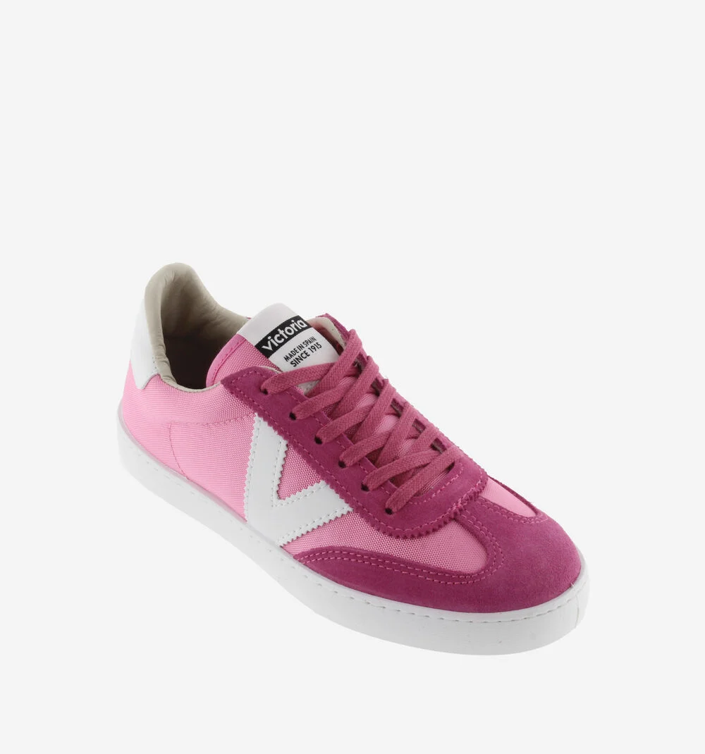 BERLÍN CUIR FENDU & NYLON Baskets monochromes unisexes FUCSIA