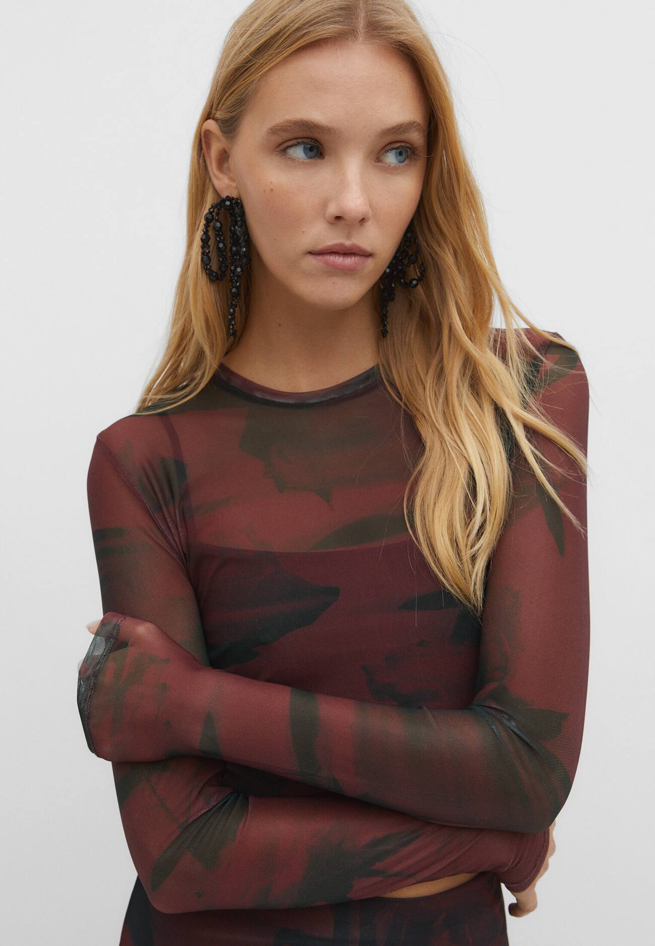 Camiseta de tule estampada