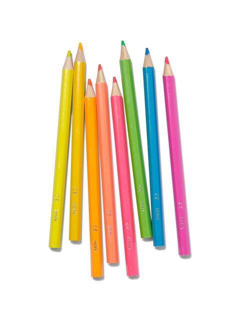 8 crayons de couleur fluo