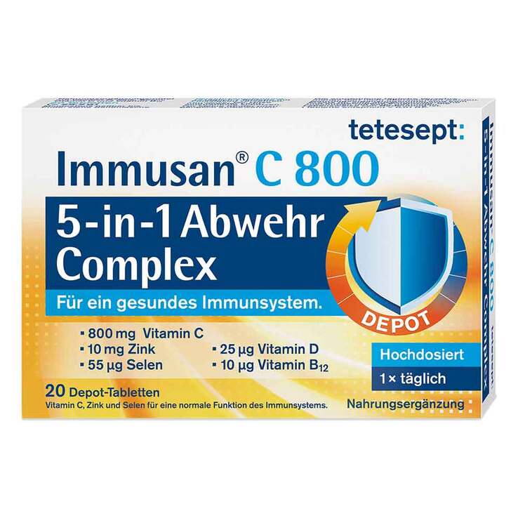 Tetesept Immusan C 800 5in1 Abwehr Complex Tabletten , 20 St