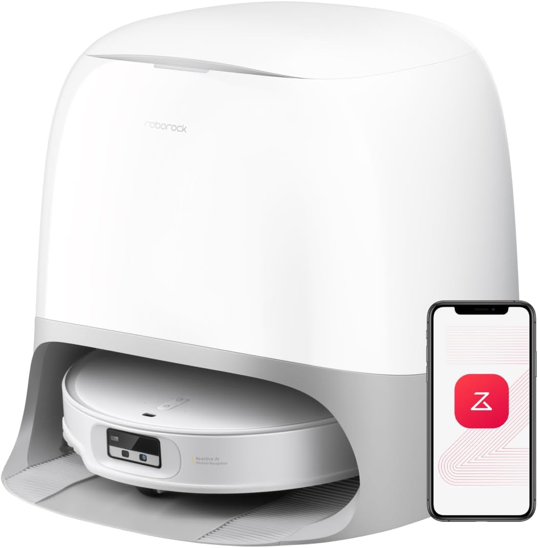 roborock Qrevo CurvX Saugroboter mit Wischfunktion&anhebbarem Wischmopp, 22.000Pa Saugkraft, 7,98 Ultra-Slim Design, Dual Anti-Tangle-System, Reactive Al-Hinderniserkennung (Weiß)