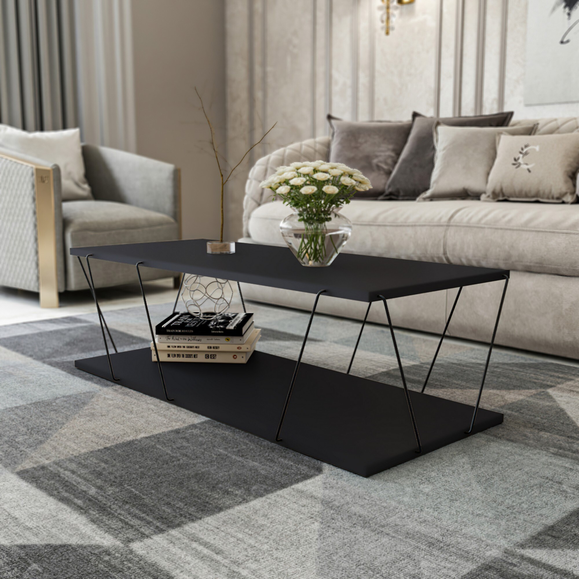 Homtex Industrieller Couchtisch in Anthrazit und Schwarz, Stilvoll und langlebig