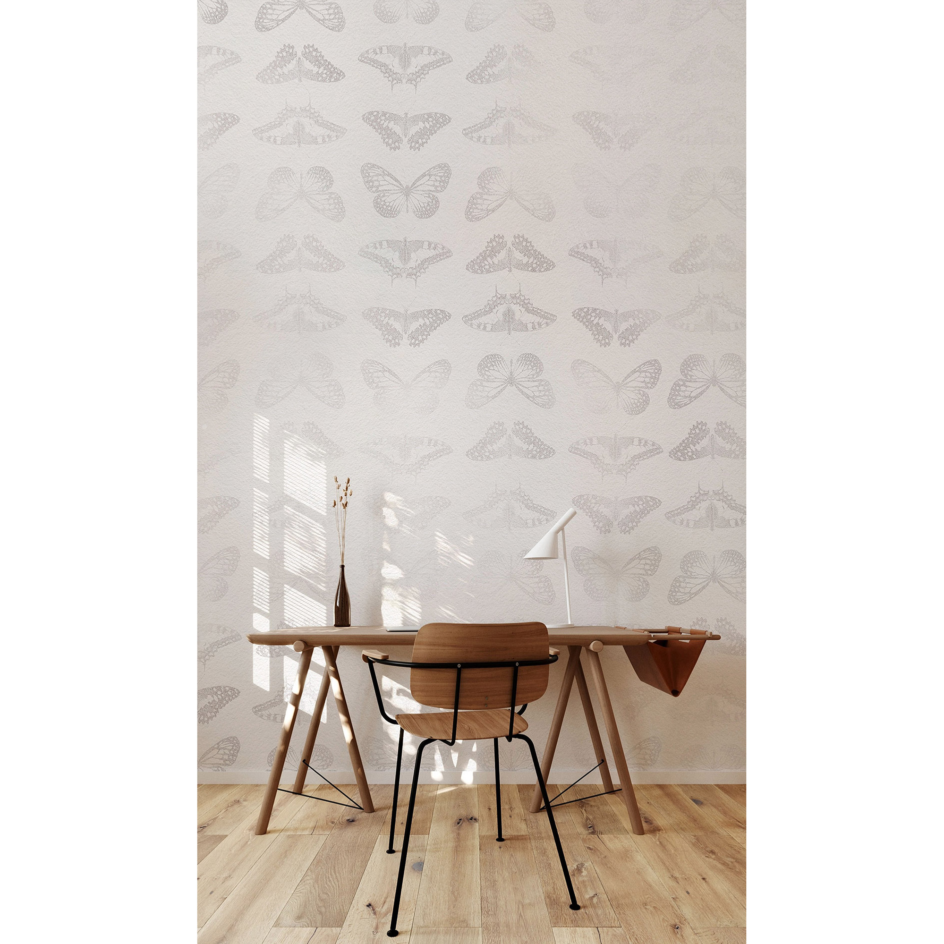 Vlies-Fototapete MUR DE PAPILLONS - weiß - 200x250 cm