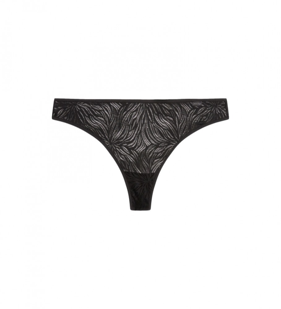 Calcinha fio dental Calvin Klein Sheer Marquisette preta