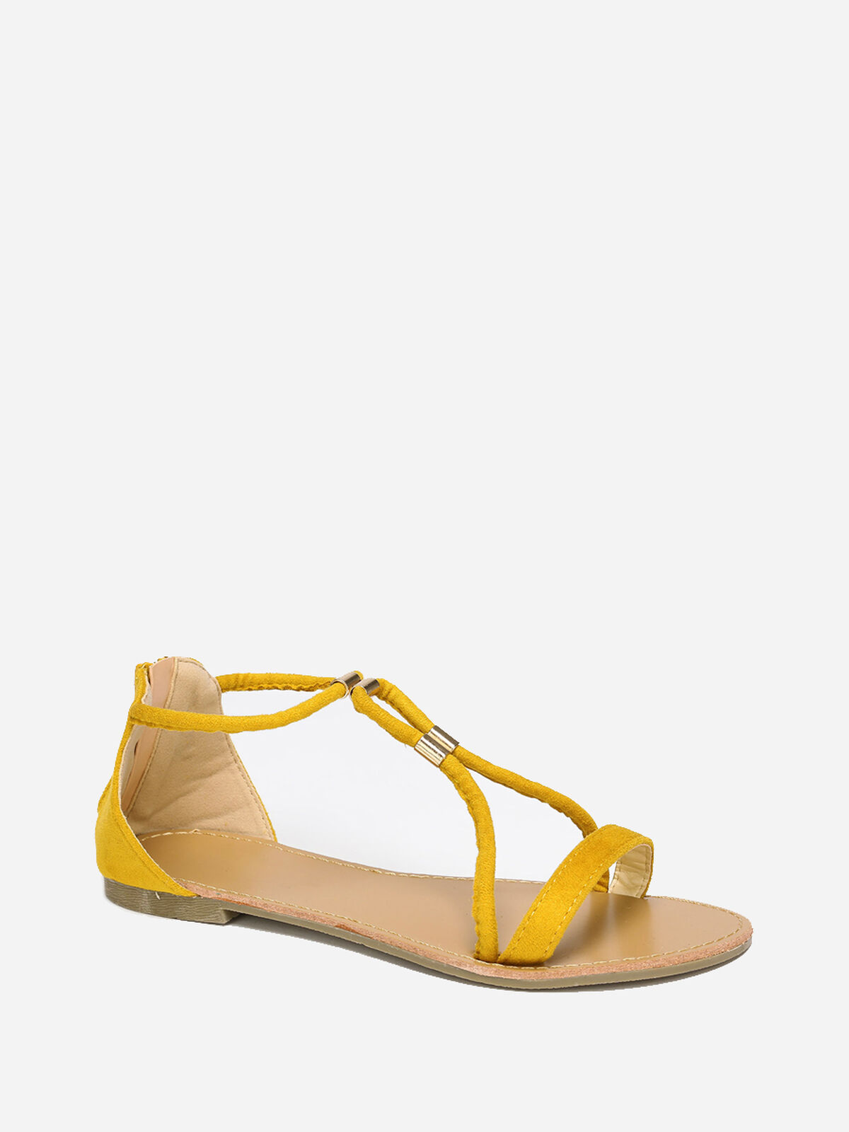 Sandales à brides détails métallisés- Jaune