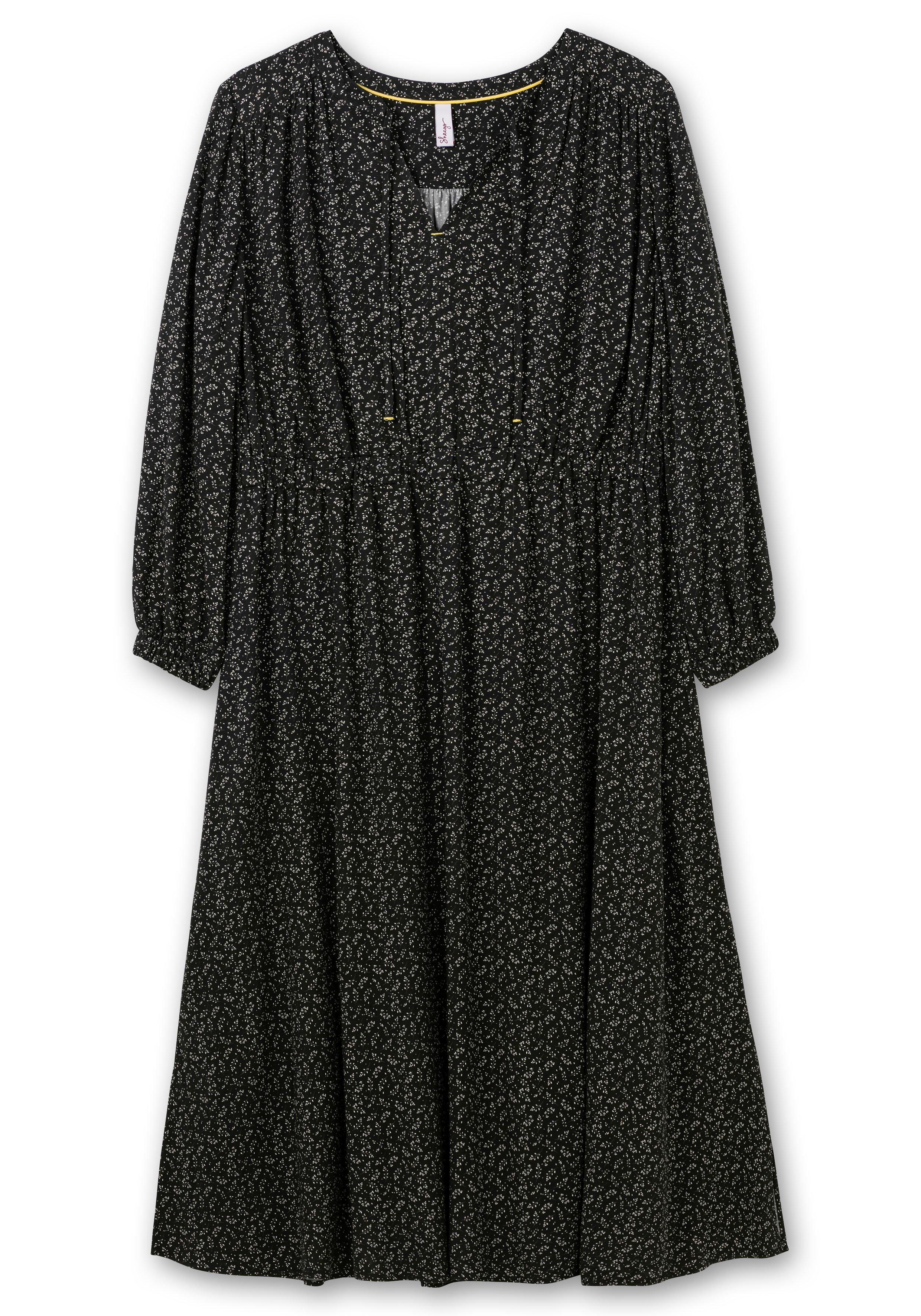 Midikleid mit Blumendruck und Taillen-Gummizug
