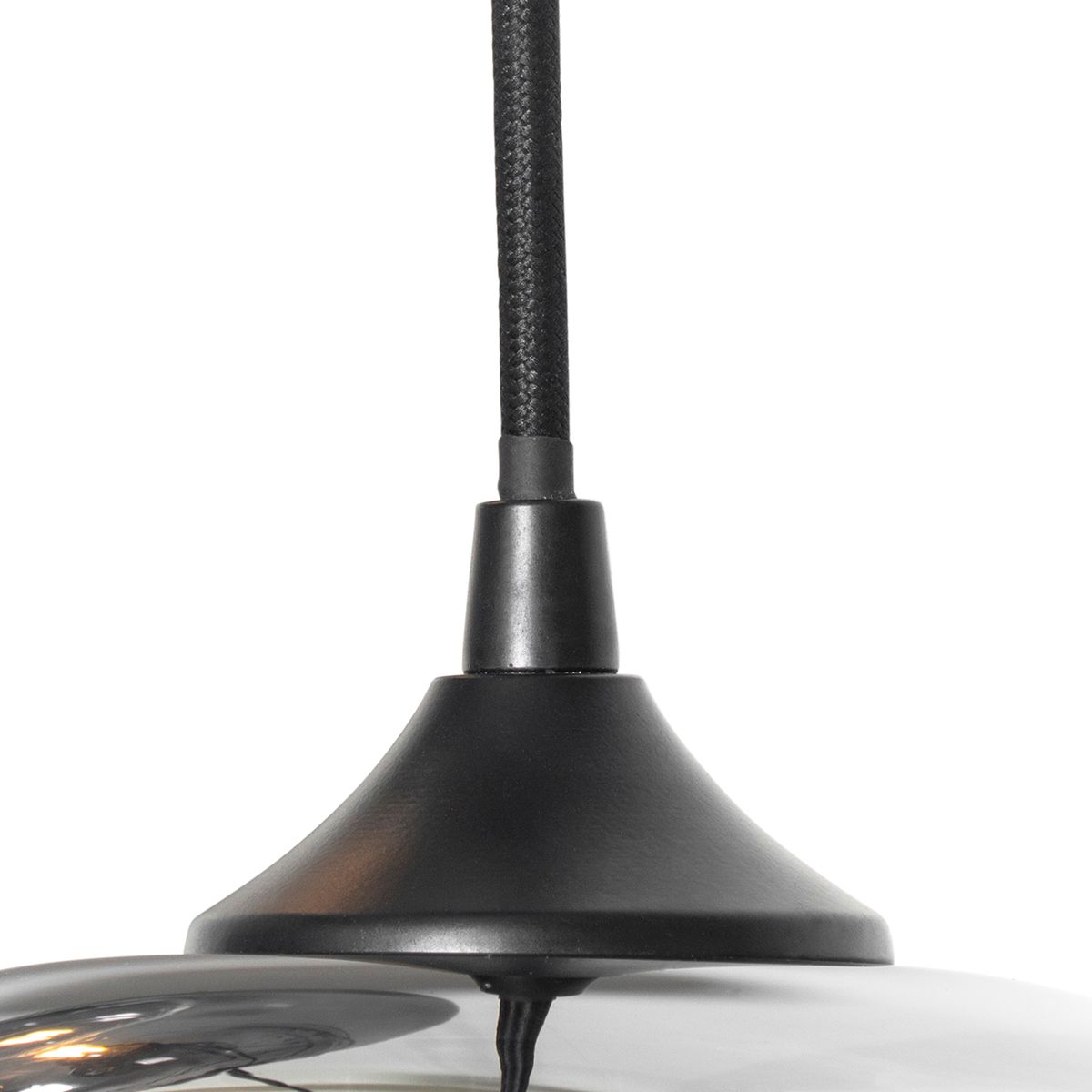 Smart hanglamp zwart met smoke glas incl. 3 Wifi P45 - Busa
