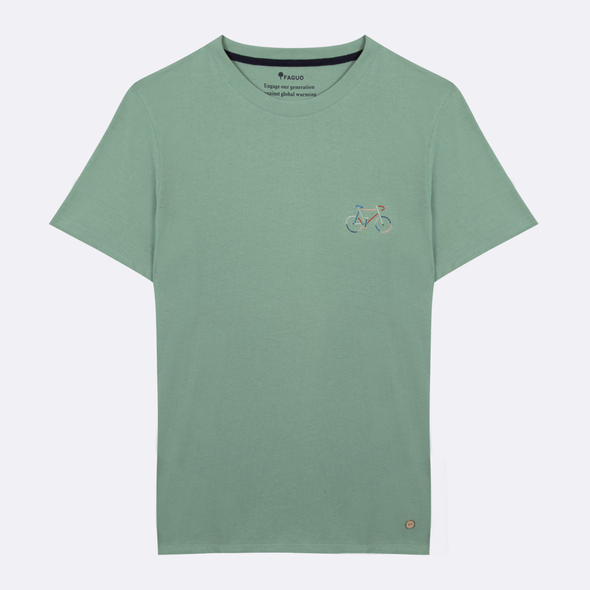 T-shirt col rond vert clair Vélo multicolore Coton - modèle Arcy