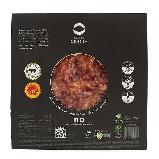 Saucisson Ibérico de Bellota AOP tranché