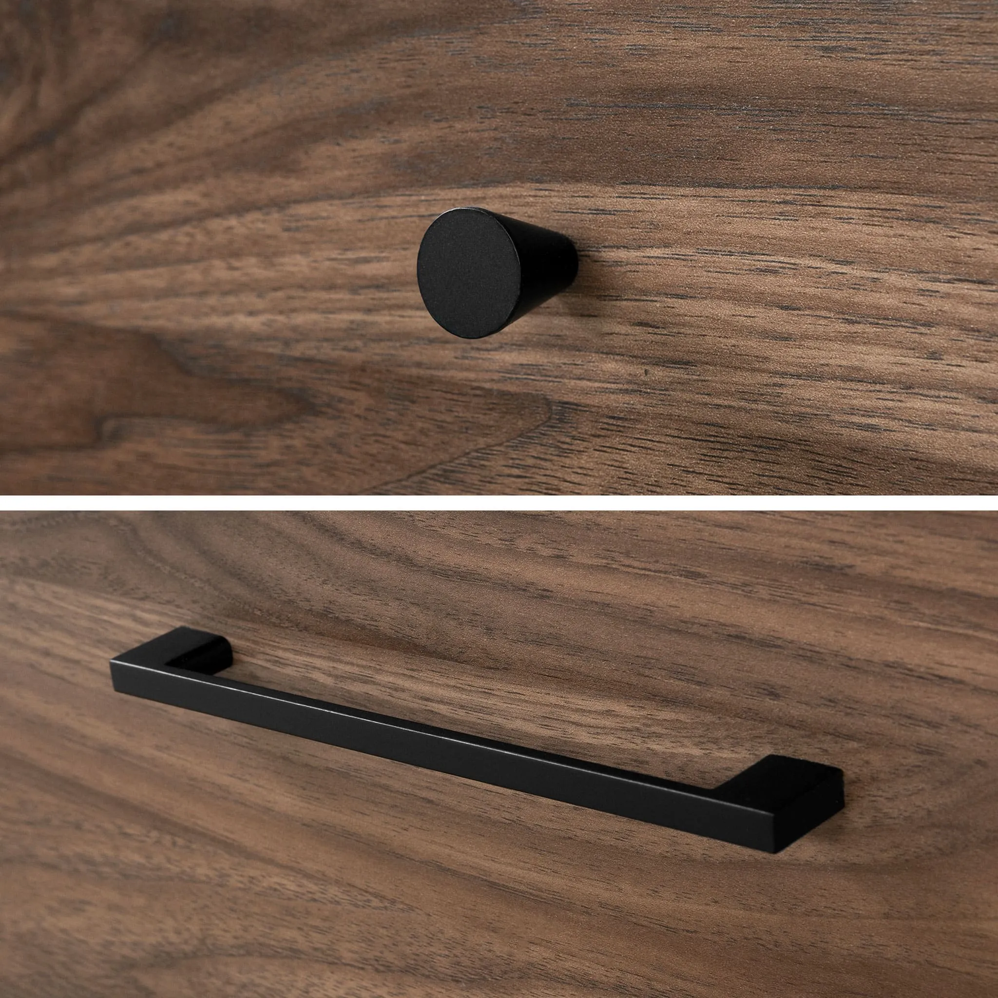 South Shore Table de Chevet 2 Tiroirs - Flam Noyer Naturel et Noir mat