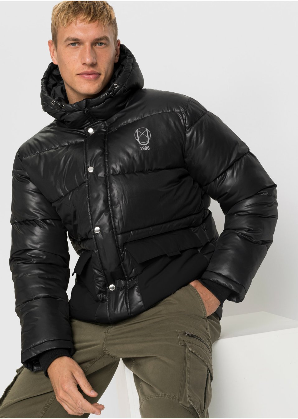 Veste matelassée en mélange de matière avec polyester recyclé, Loose Fit