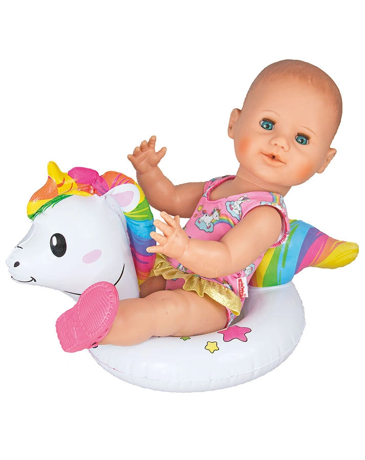 Puppen-Accessoire EINHORN-SCHWIMMRING „HENRI“ (35-45cm) in weiß/bunt