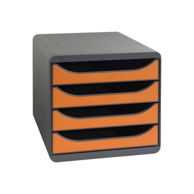 Exacompta BigBox - Module de classement 4 tiroirs - gris/orange
