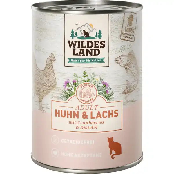 Katzennassfutter Huhn und Lachs mit Distelöl