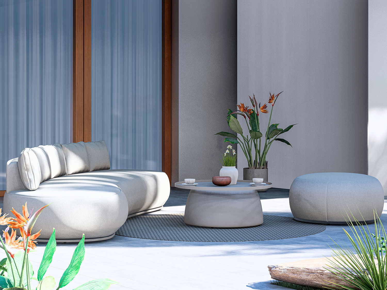 Gartenlounge 4-teilig aus Quick-Dry Spezialpolster