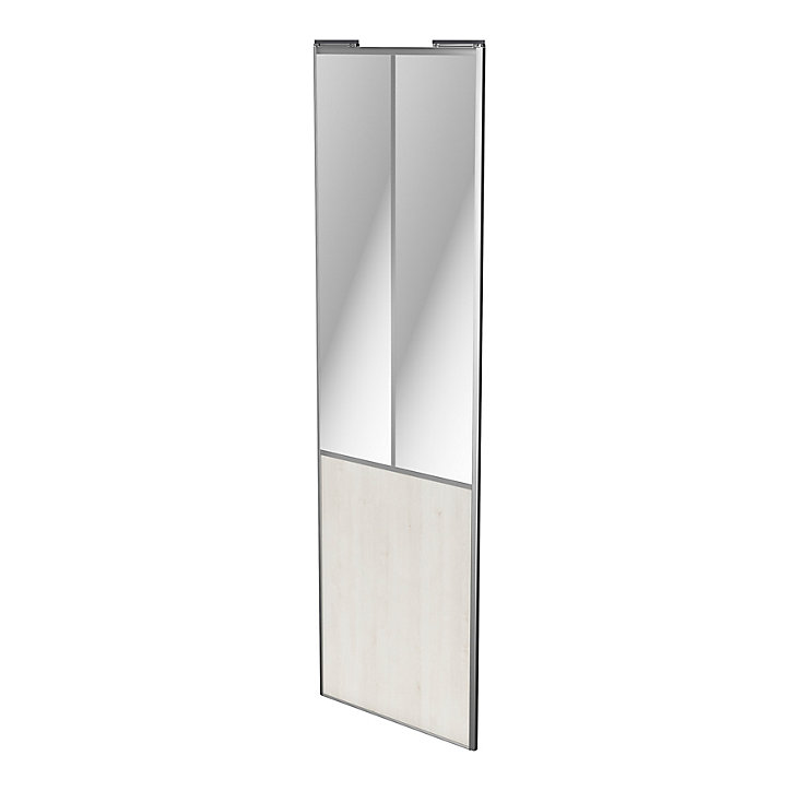 Porte de placard coulissante atelier bois nordique profil gris GoodHome Arius H. 248,5 x L. 76.2 cm + amortisseurs