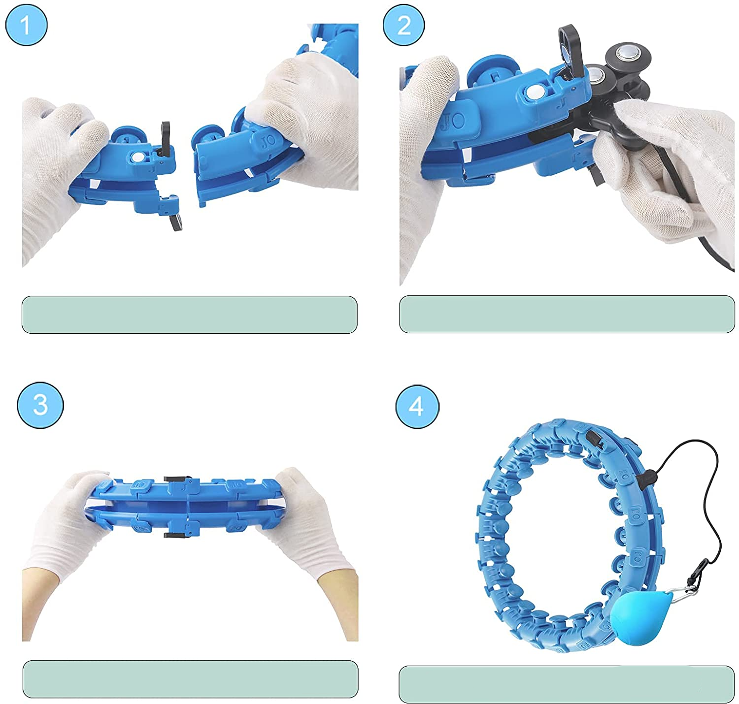 (Ø38cm) Magic Smart Hula Hoop Fitness Reifen Bauchtrainer für Erwachsene (24 Abnehmbare Segmente) - Blau
