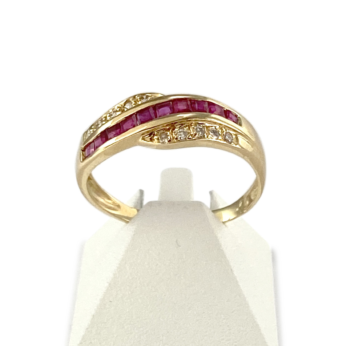 Bague d'occasion or 750 jaune rubis diamant