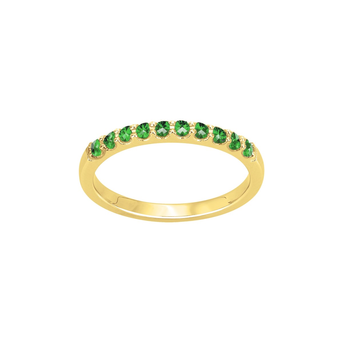 Bague en Plaqué Or avec oxyde de zirconium vert emeraude