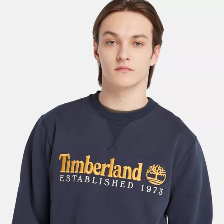 Sweat-shirt à col rond avec logo Est. 1973 pour homme en bleu marine