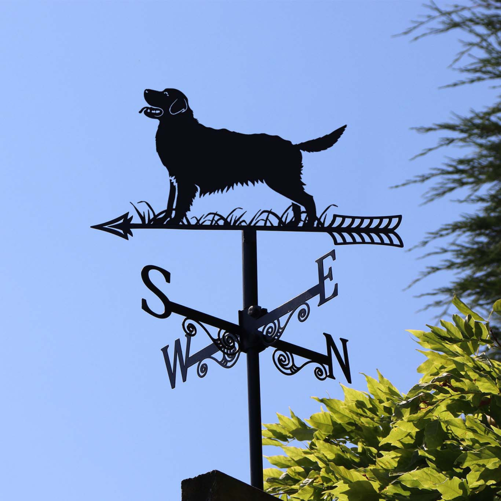 Girouette en acier noir silhouette golden retriever