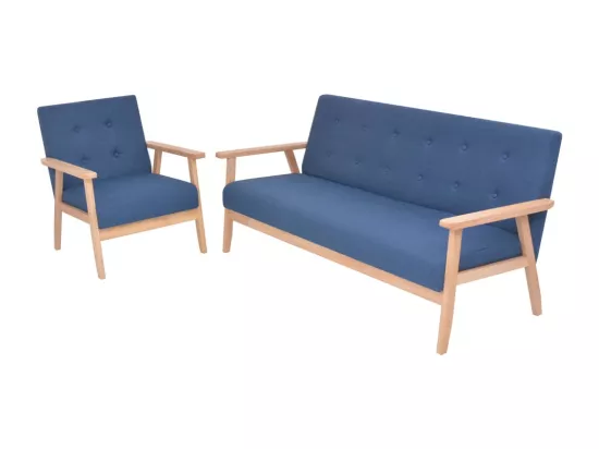 NETTLIFE Ensemble de canapé 2 pcs Tissu bleu
