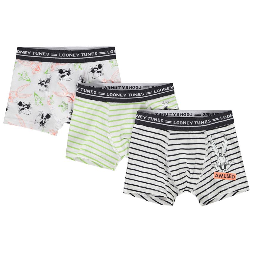 Lot de 3 boxers en jersey motifs Looney Tunes pour garçon - Blanc