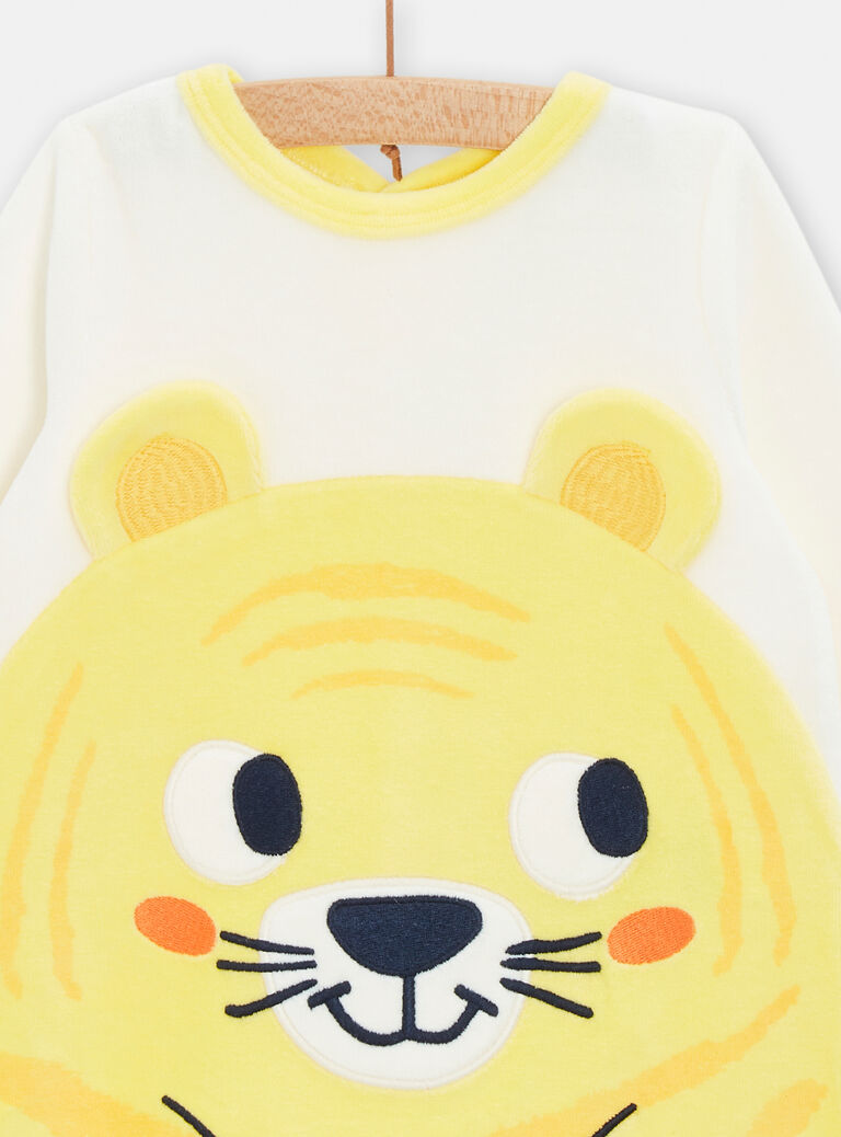 Grenouillère en velours animation tigre pour bébé garçon