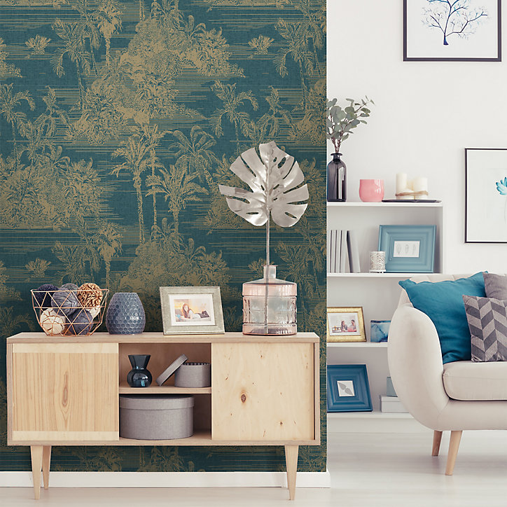Papier peint Vinyle Intissé GoodHome Augie ble